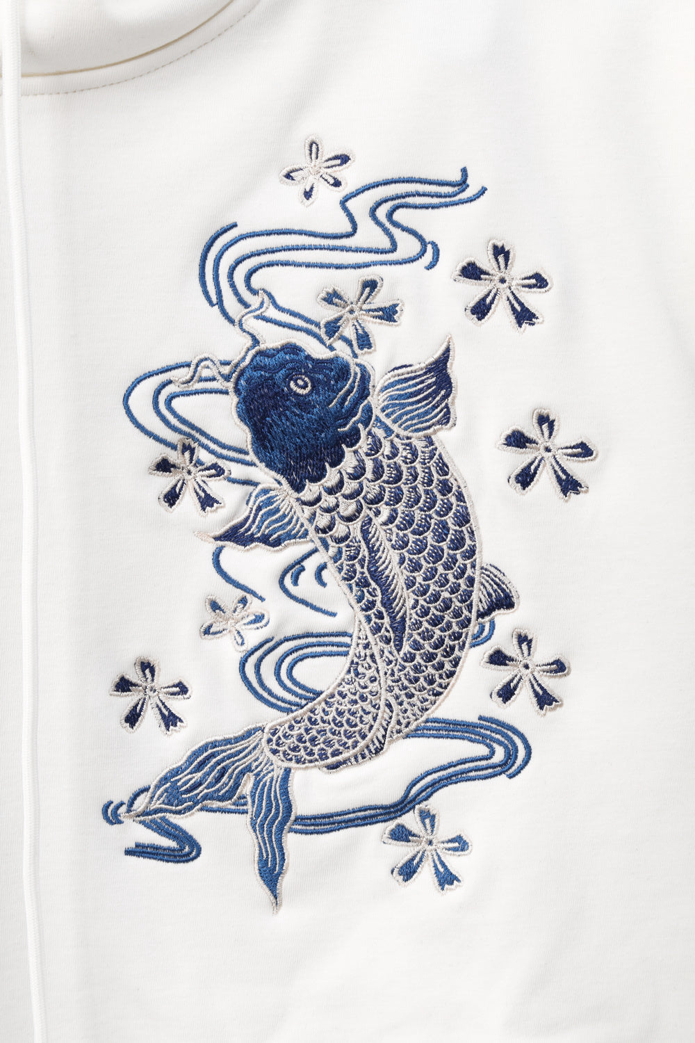 SW9015 Blue Koi Embroidery Sweater Niepce
