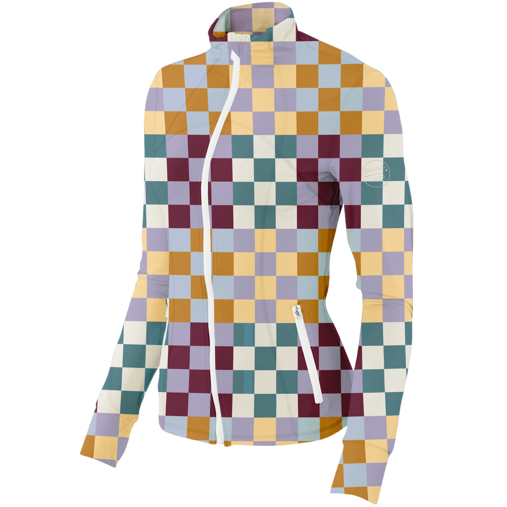 Golf Multi Checker Women's Full Zip - Final Sale SwingJuice LLC