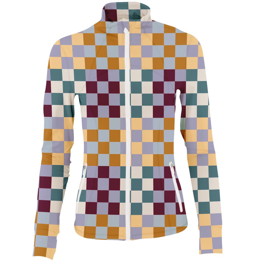 Golf Multi Checker Women's Full Zip - Final Sale SwingJuice LLC