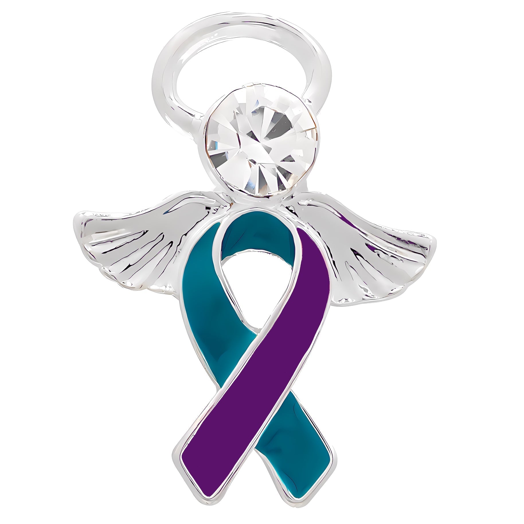 Teal & Purple Ribbon Angel Pins The Awareness Company