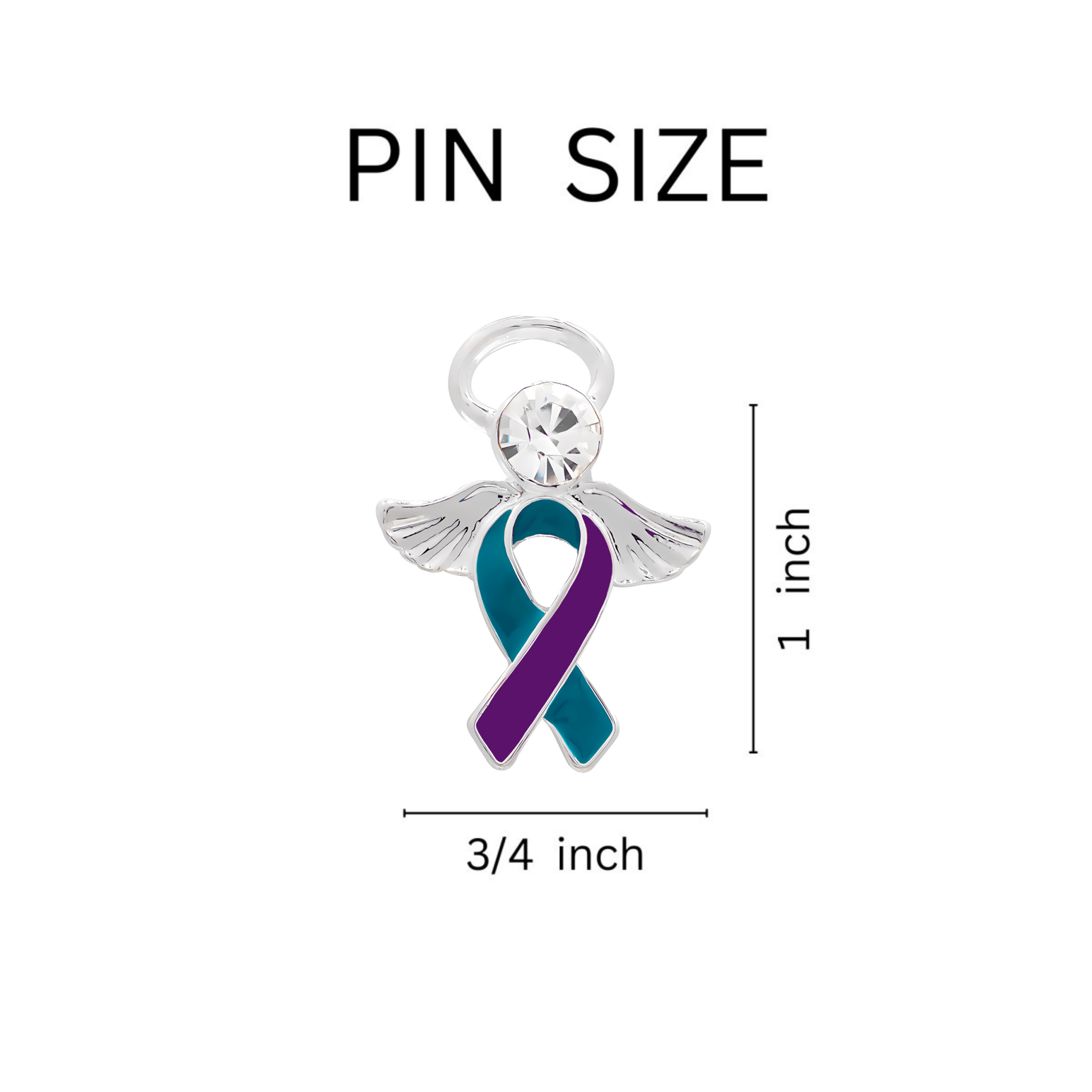 Teal & Purple Ribbon Angel Pins The Awareness Company