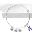 Teal & Purple Ribbon Awareness Retractable Bracelets The Awareness Company