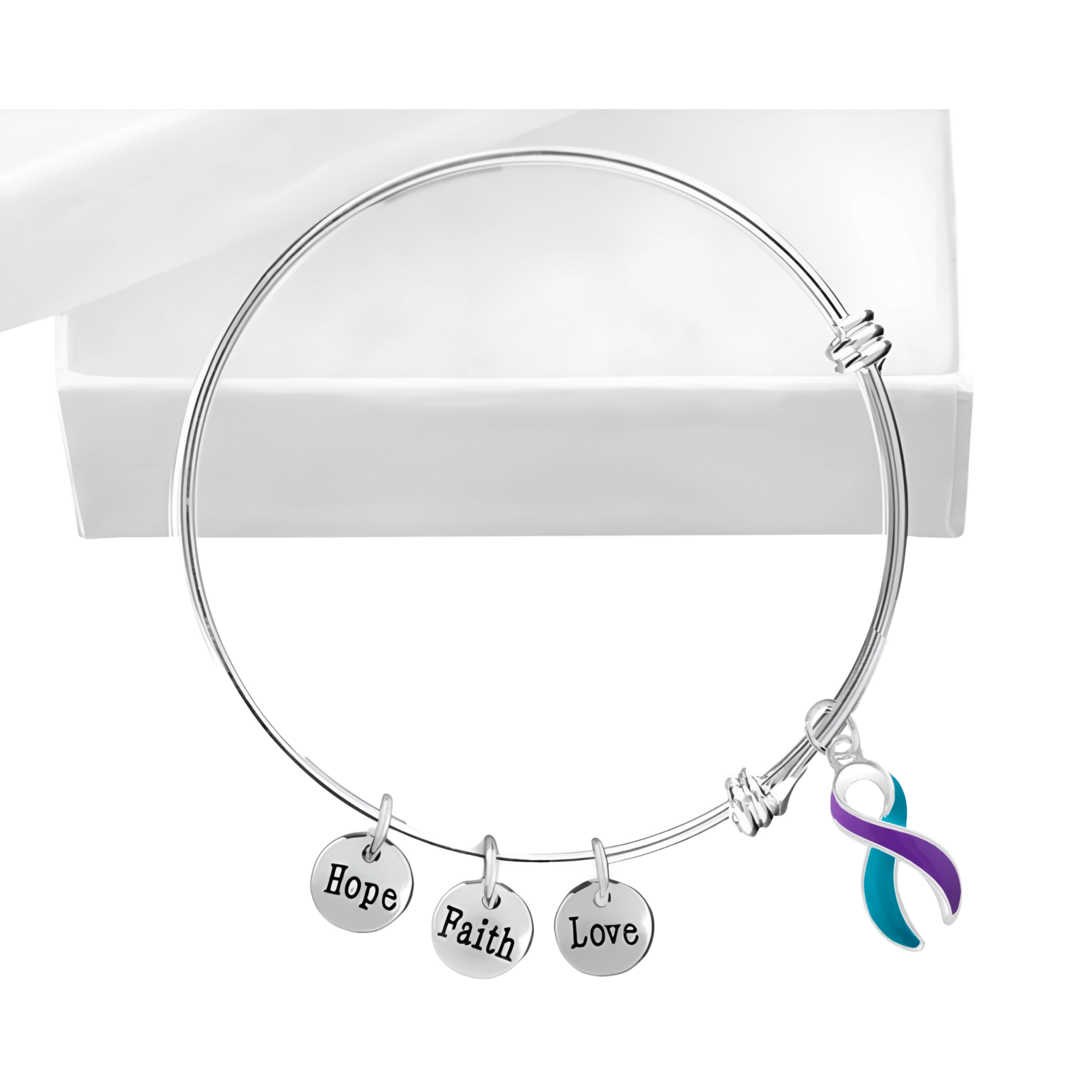 Teal & Purple Ribbon Awareness Retractable Bracelets The Awareness Company