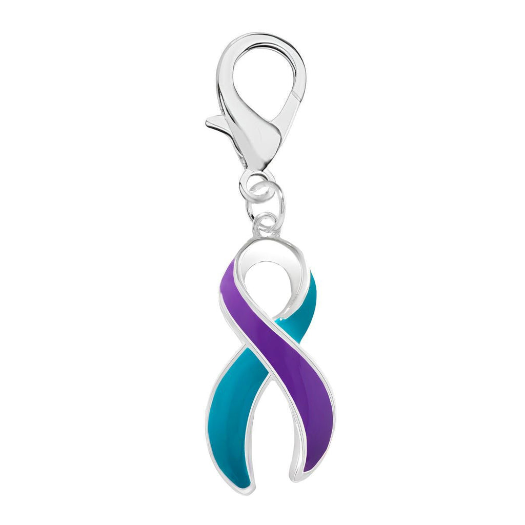 Teal & Purple Ribbon Hanging Charms The Awareness Company
