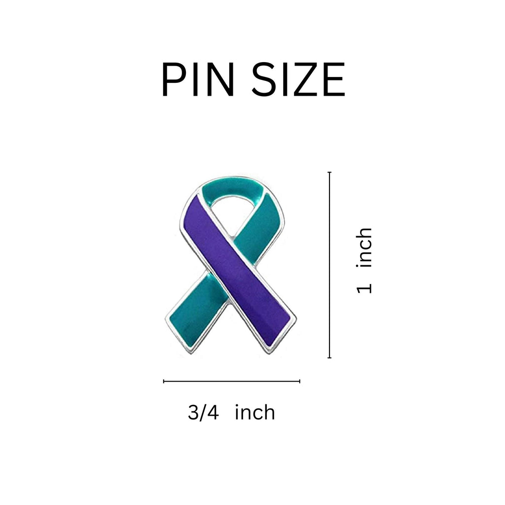 10 Pack Teal & Purple Ribbon Pins for Suicide, Sexual Assault Awareness The Awareness Company