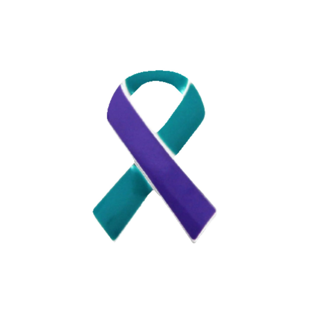 10 Pack Teal & Purple Ribbon Pins for Suicide, Sexual Assault Awareness The Awareness Company