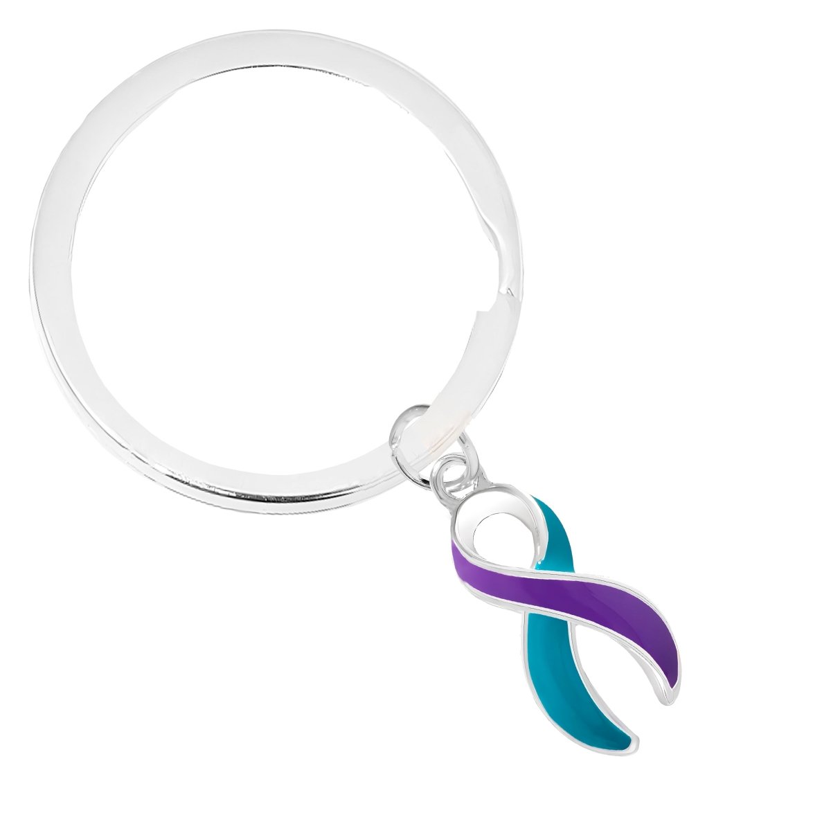 Teal & Purple Ribbon Split Ring Style Keychain The Awareness Company