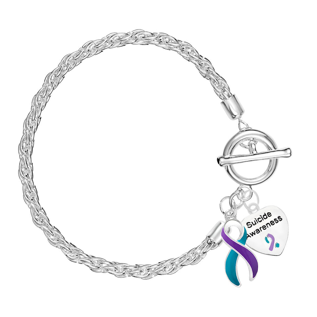 Teal & Purple Ribbon Suicide Awareness Charm Bracelets The Awareness Company