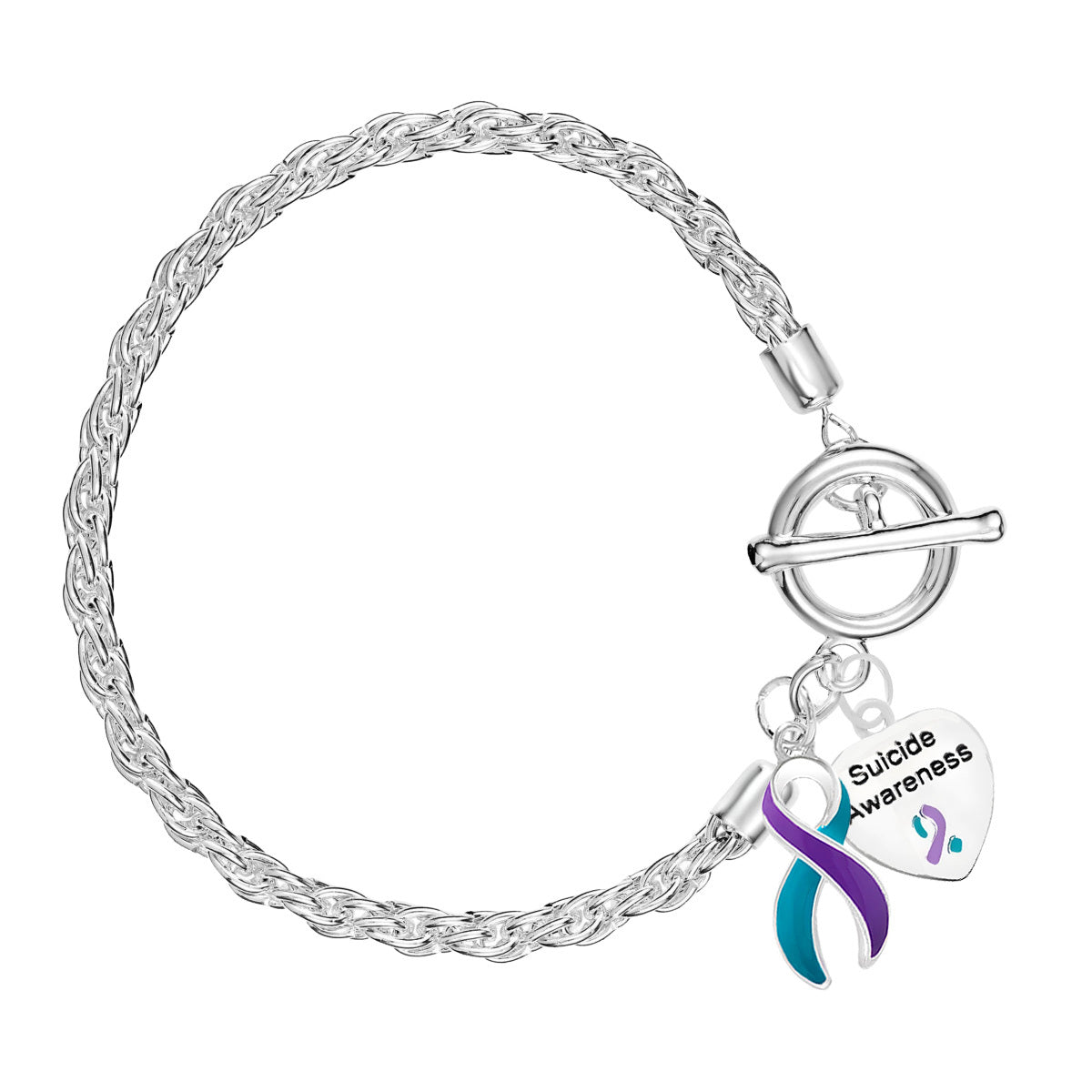 Teal & Purple Ribbon Suicide Awareness Charm Bracelets The Awareness Company