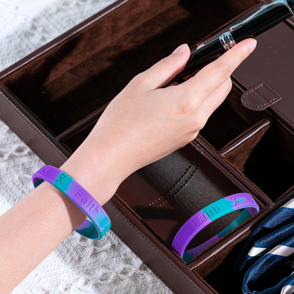 Teal & Purple Silicone Bracelets for Suicide, Sexual Assault Awareness The Awareness Company