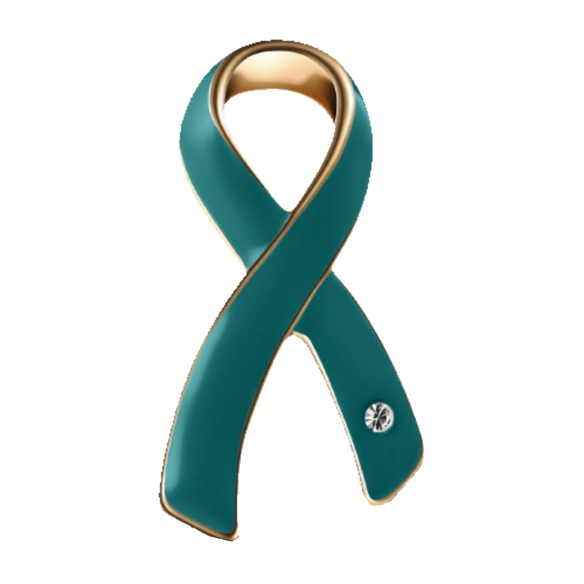 Teal Ribbon Awareness Pins w/ Crystal The Awareness Company