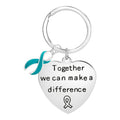 Teal Ribbon Big Heart Key Chains The Awareness Company