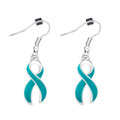Teal Ribbon Hanging Earrings The Awareness Company