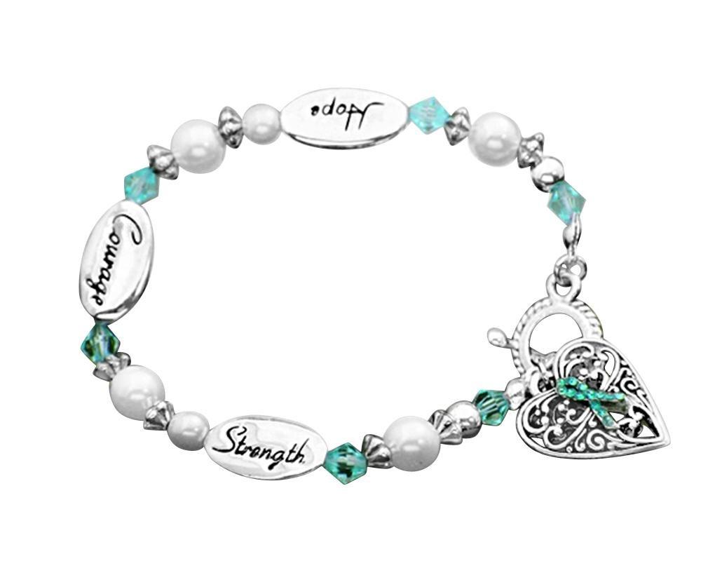 Teal Ribbon Hope Strength Courage Bracelets The Awareness Company