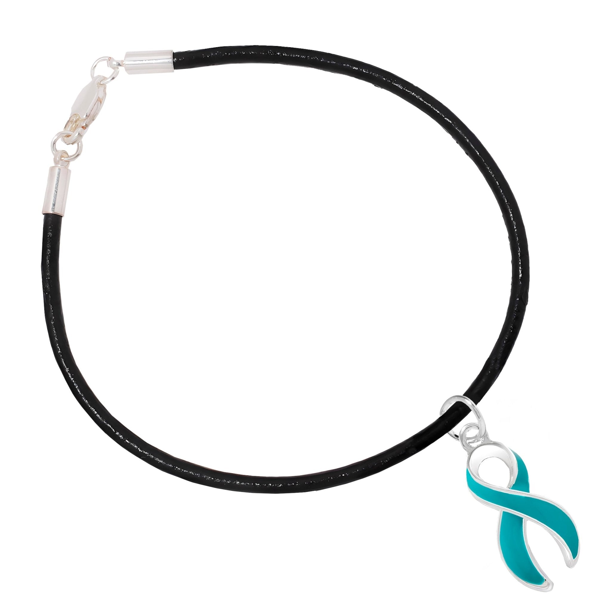 Teal Ribbon Leather Cord Bracelets The Awareness Company