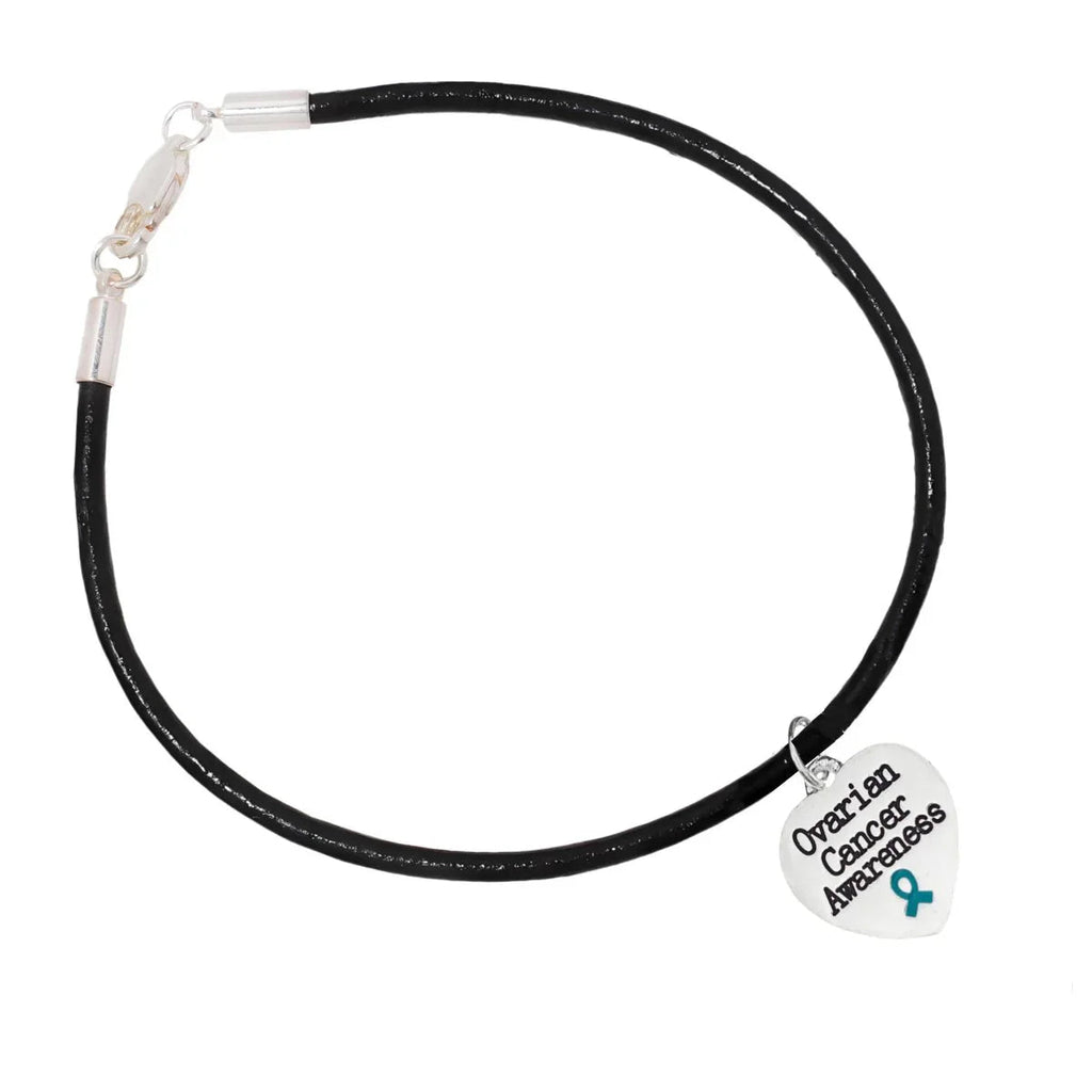 Teal Ribbon Ovarian Cancer Awareness Charm Black Cord Bracelets The Awareness Company