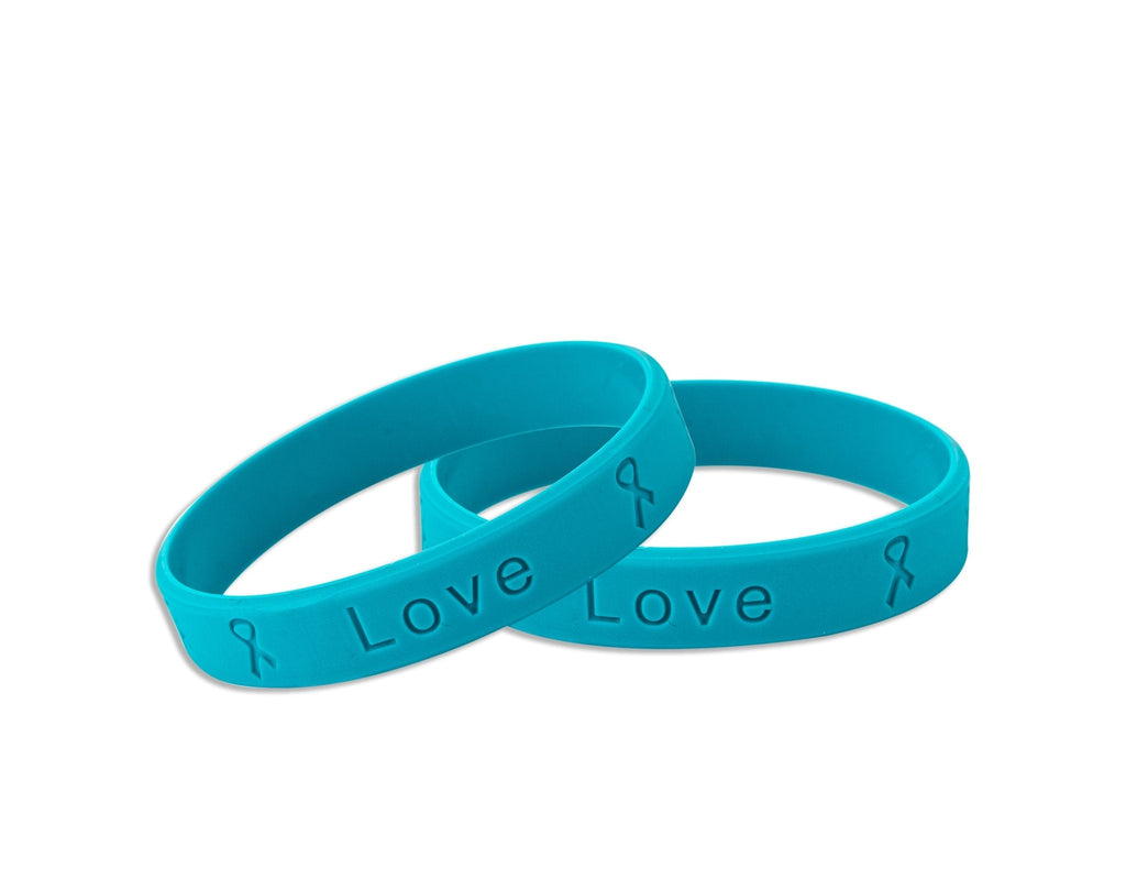 Teal Silicone Bracelets for Ovarian Cancer, PTSD, Rape The Awareness Company