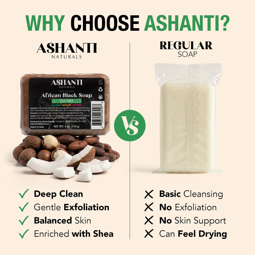 100% African Black Soap - Tea Tree AshantiNaturals