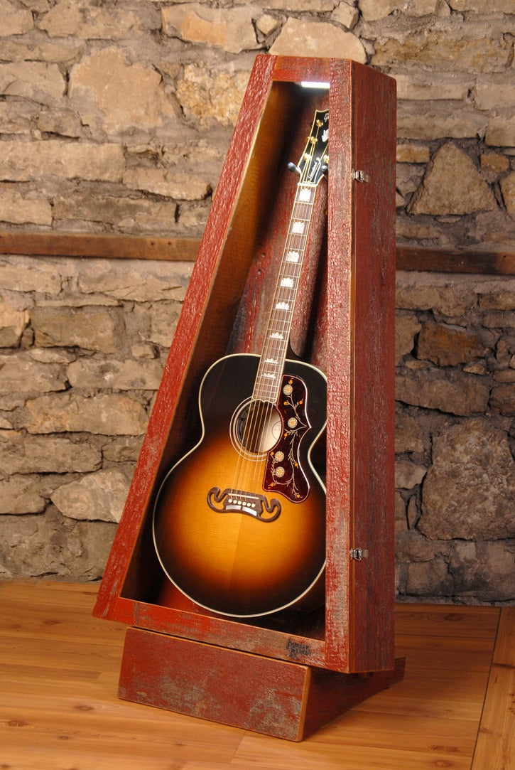 ClimaStand Triangle Humidor with Base - Reclaimed Barnwood (Red) Acoustic Remedy Cases