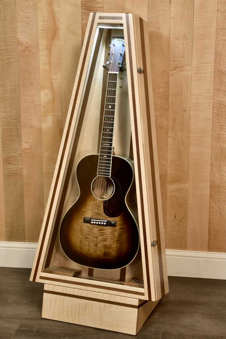 ClimaStand Triangle Humidor with Base - Flamed Maple with Walnut Acoustic Remedy Cases