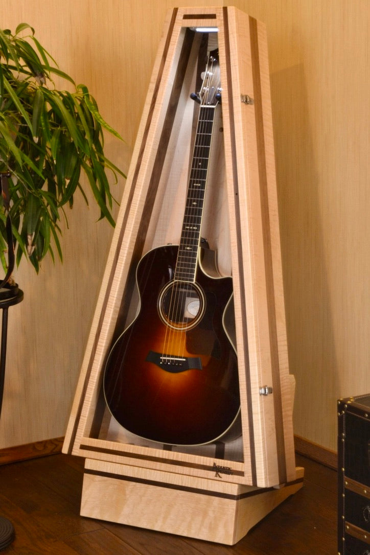 ClimaStand Triangle Humidor with Base - Flamed Maple with Walnut Acoustic Remedy Cases