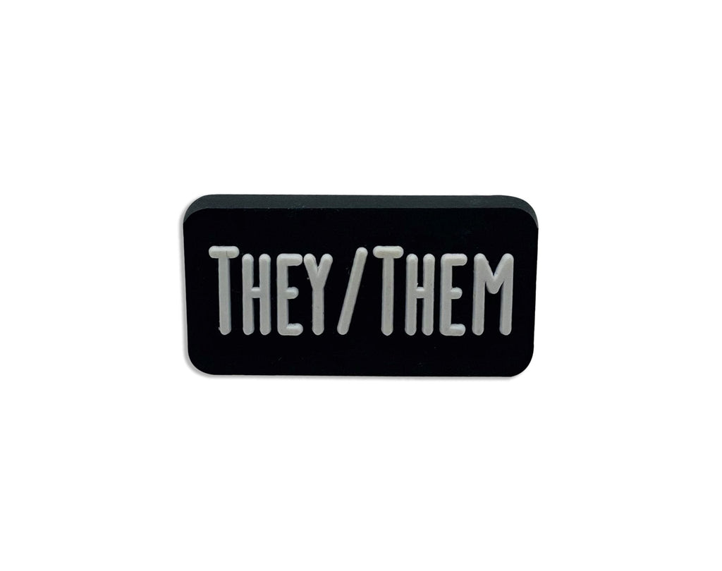 They Them Black Rectangle Pronoun Silicone Pins The Awareness Company
