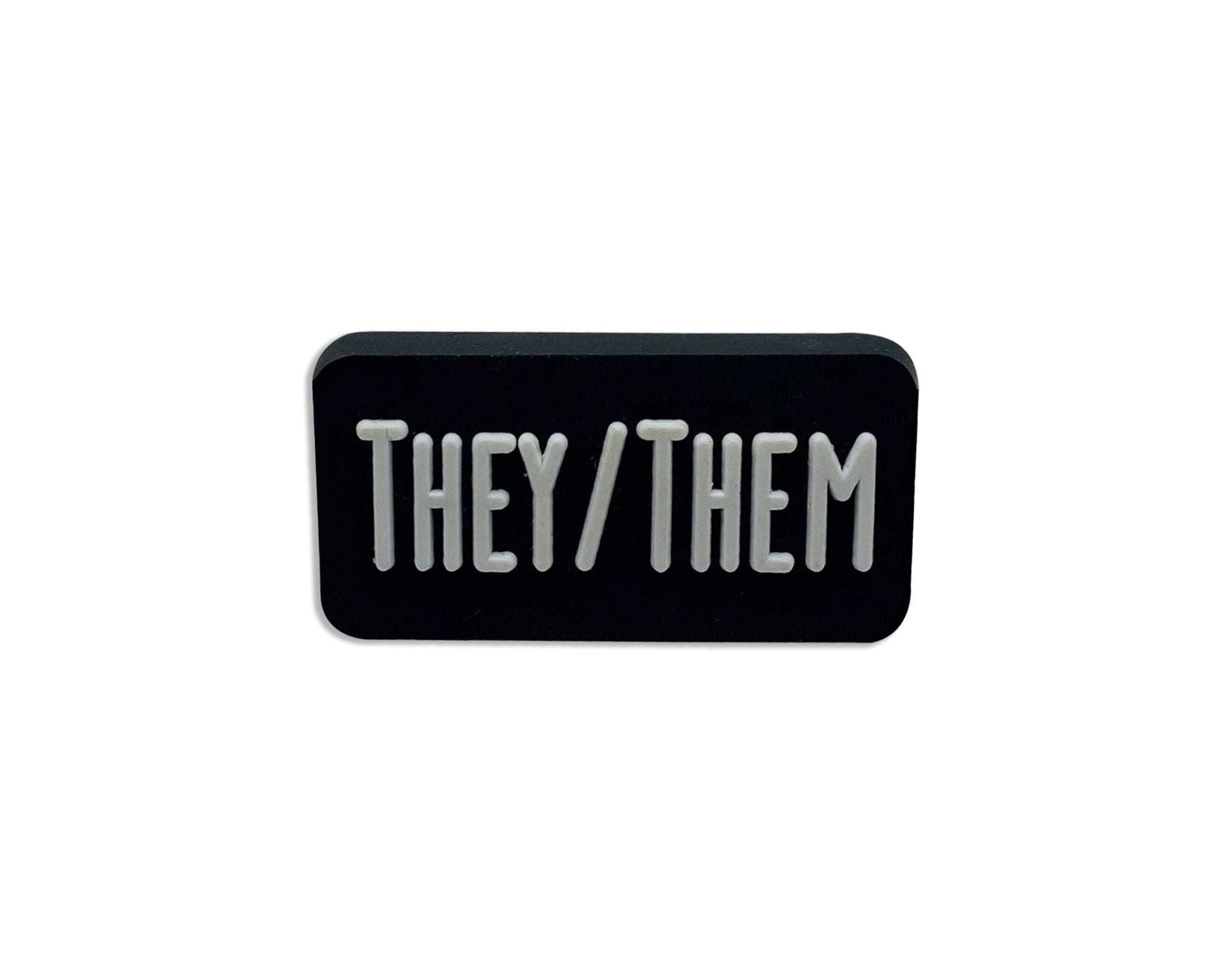 They Them Black Rectangle Pronoun Silicone Pins The Awareness Company