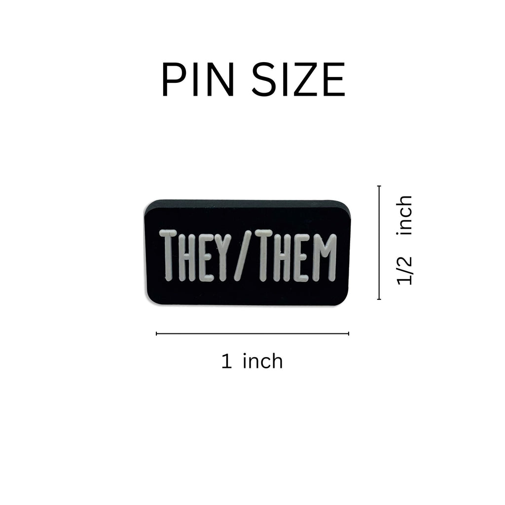 They Them Black Rectangle Pronoun Silicone Pins The Awareness Company