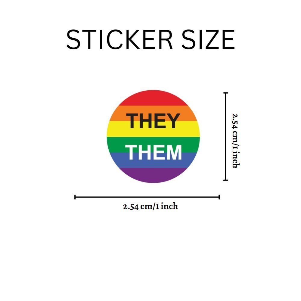 They Them Pronoun Rainbow Flag Stickers (250 Per Roll) The Awareness Company