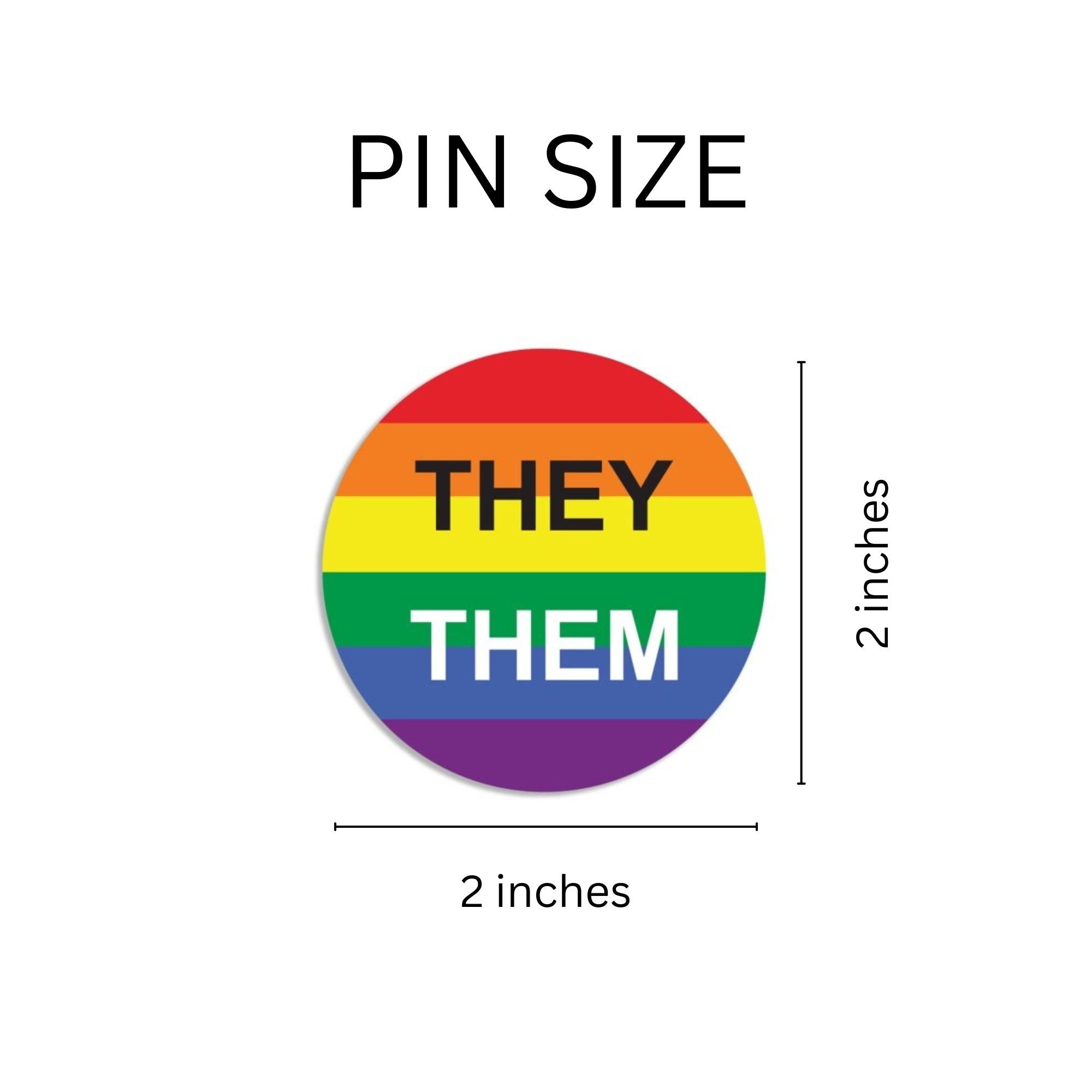 They/Them Pronoun Rainbow Flag Button Pins The Awareness Company