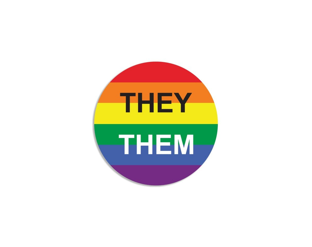 They/Them Pronoun Rainbow Flag Button Pins The Awareness Company