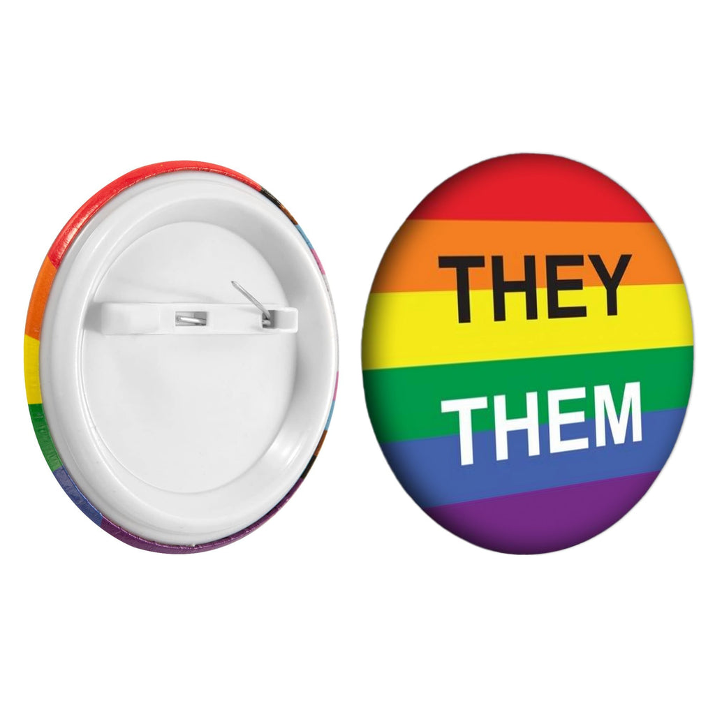 They/Them Pronoun Rainbow Flag Button Pins The Awareness Company