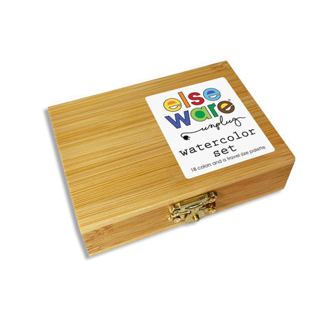 Watercolor Set – Bamboo Box – 18 Pans – Eco-Friendly elseware unplug