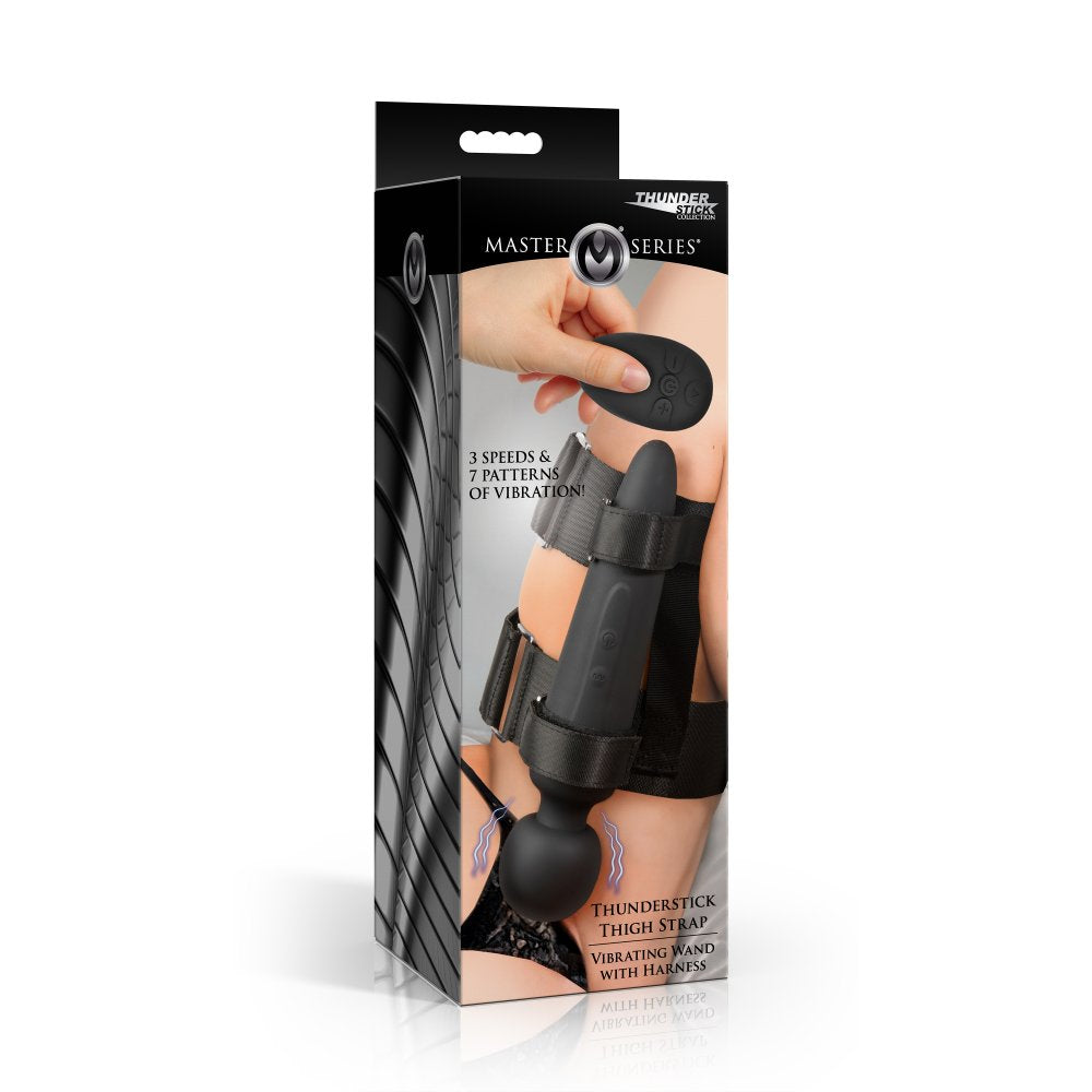 Master Series Thunderstick Thigh Strap Vibrating Wand with Harness Adult Toy Box
