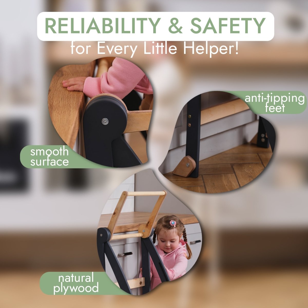 Toddler Learning Tower: Step stool for Kids - Graphite Goodevas B2B