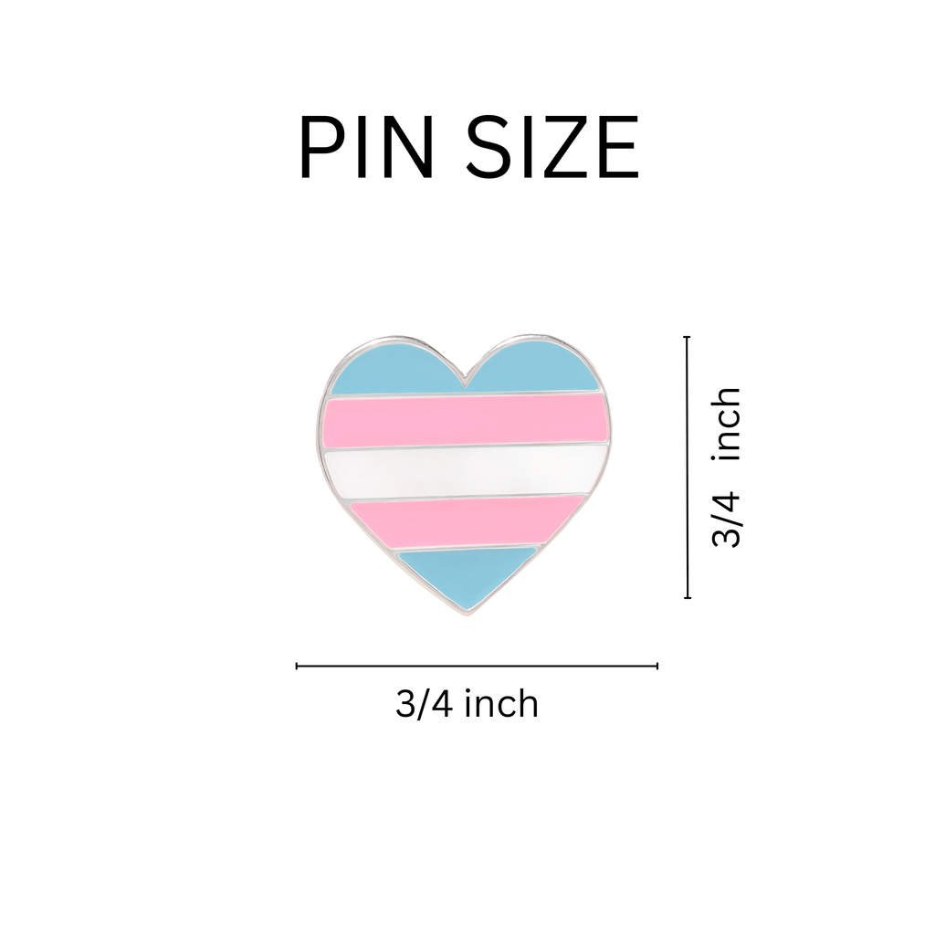 10 Pack Transgender Flag Heart Shaped Pins The Awareness Company