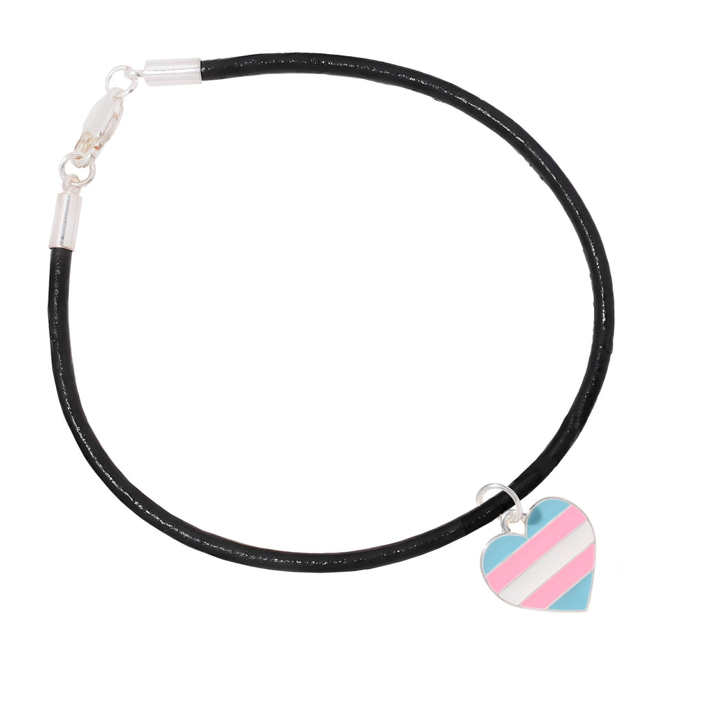Transgender Heart Flag Black Cord Bracelets The Awareness Company