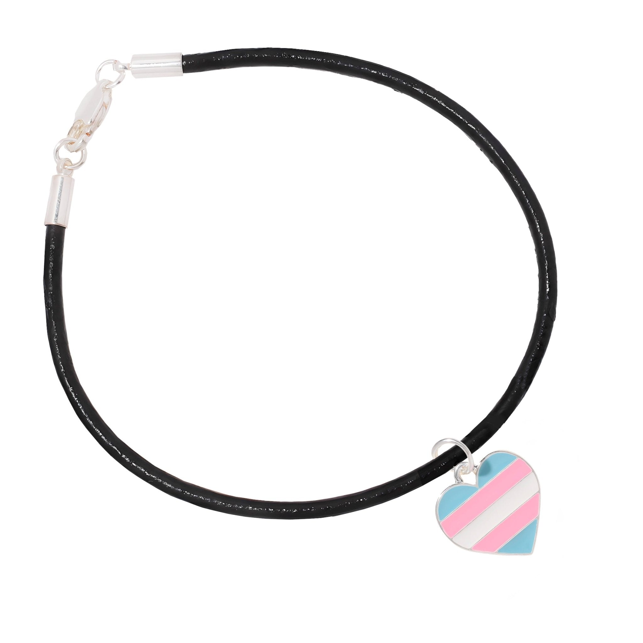 Transgender Heart Flag Black Cord Bracelets The Awareness Company
