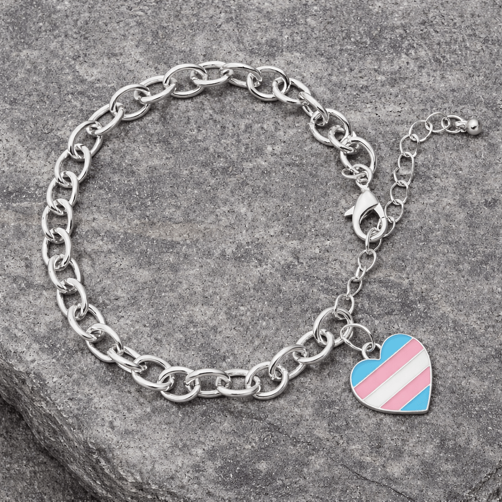 Transgender Heart Flag Chunky Charm Bracelets The Awareness Company