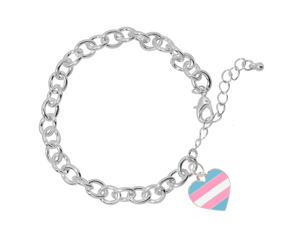 Transgender Heart Flag Chunky Charm Bracelets The Awareness Company