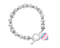 Transgender Heart Flag Silver Beaded Bracelets The Awareness Company