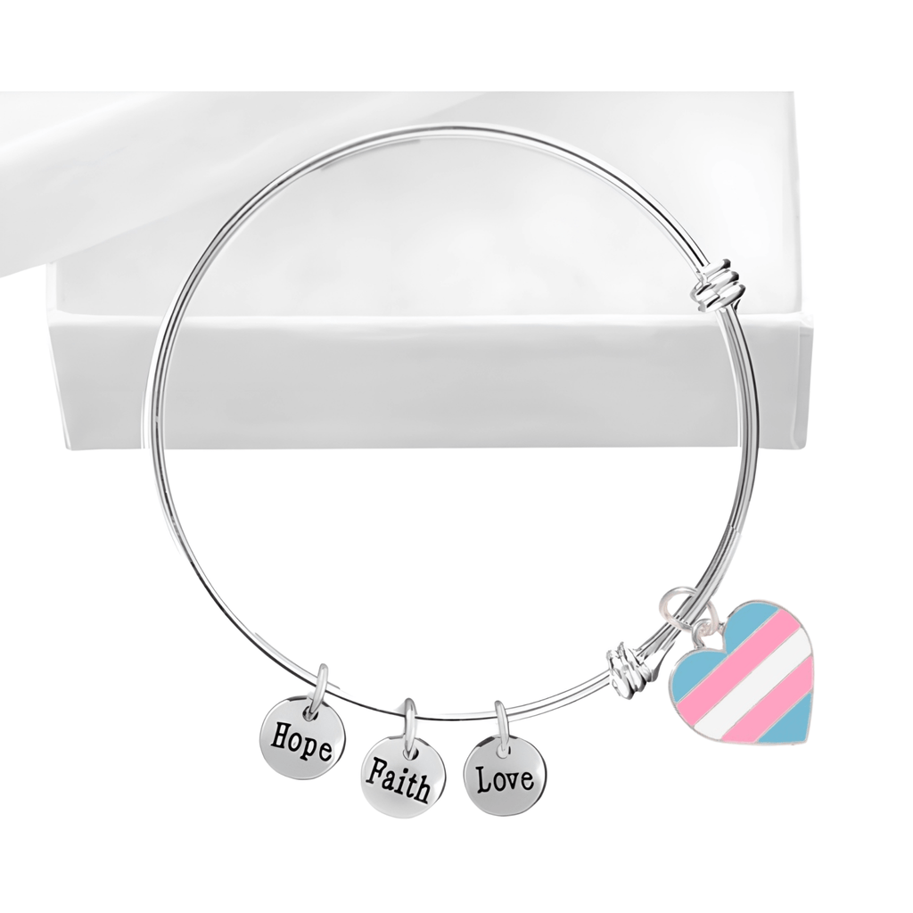 Transgender Heart Pride Retractable Charm Bracelets The Awareness Company