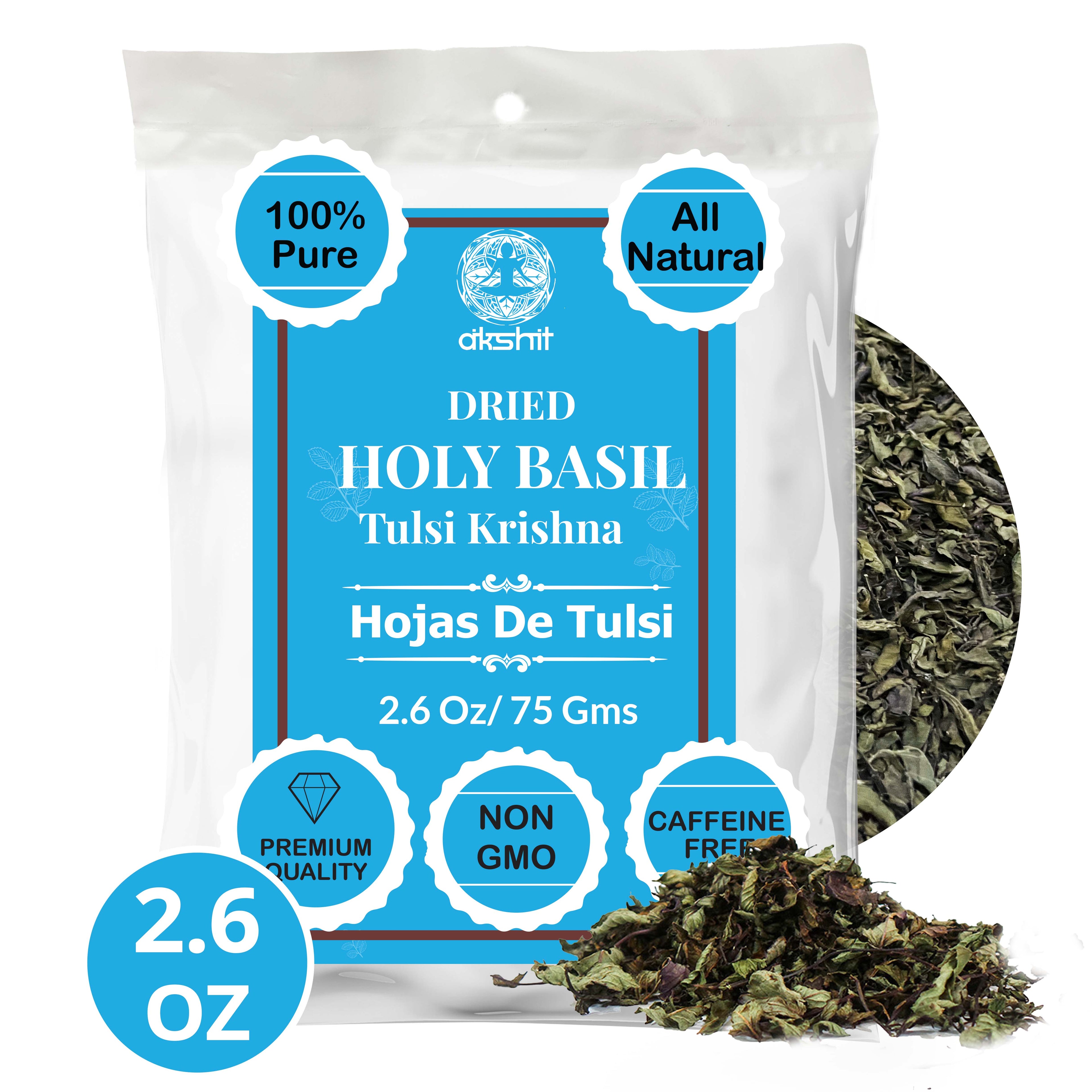 Akshit Dried Tulsi / Holy Basil Leaves | Tulsi Tea | Holy Basil Tea - 2.6oz Akshit