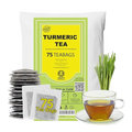 Akshit 75 Natural Turmeric Tea Bags | Peppermint, Lemongrass and Black Pepper Tea Blend, Te De Curcuma, Pure Tumeric Tea blend, Caffeine Free, Stress Relieving Herbal Tea, Non-Gmo. Pack of 1 Akshit