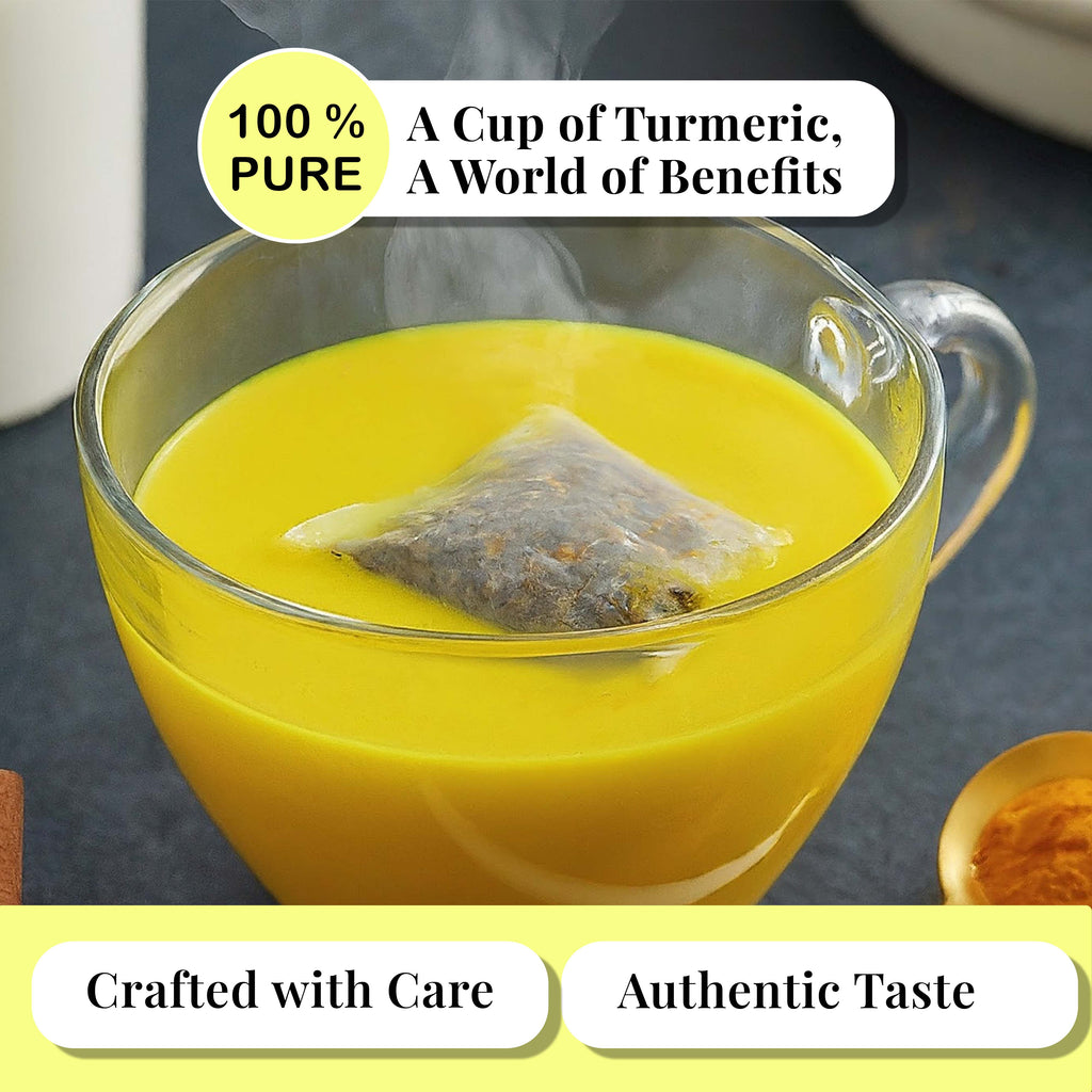 Akshit 75 Natural Turmeric Tea Bags | Peppermint, Lemongrass and Black Pepper Tea Blend, Te De Curcuma, Pure Tumeric Tea blend, Caffeine Free, Stress Relieving Herbal Tea, Non-Gmo. Pack of 1 Akshit