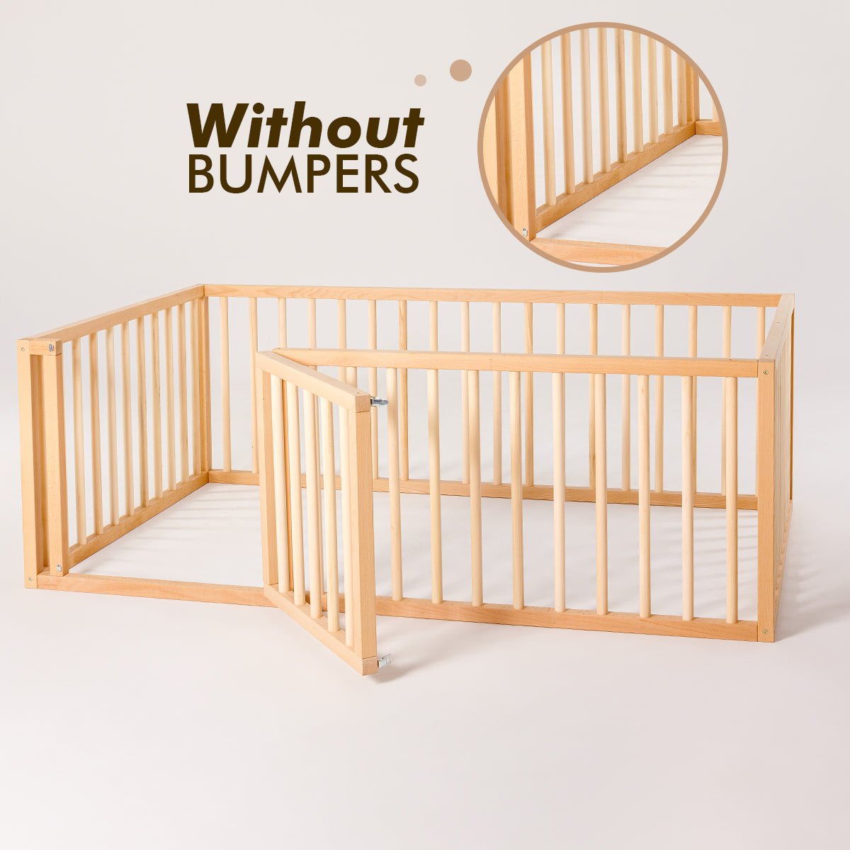 Full Montessori Floor Bed Frame for Toddlers with Fence Goodevas B2B