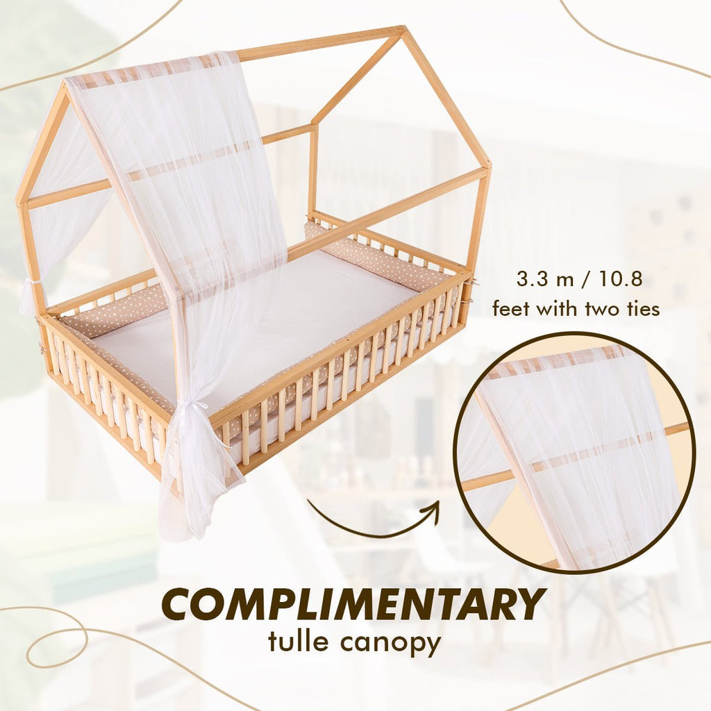 Twin Size Montessori House Bed for Kids with Fence Goodevas B2B