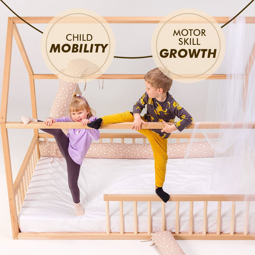 Twin Size Montessori House Bed for Kids with Fence Goodevas B2B
