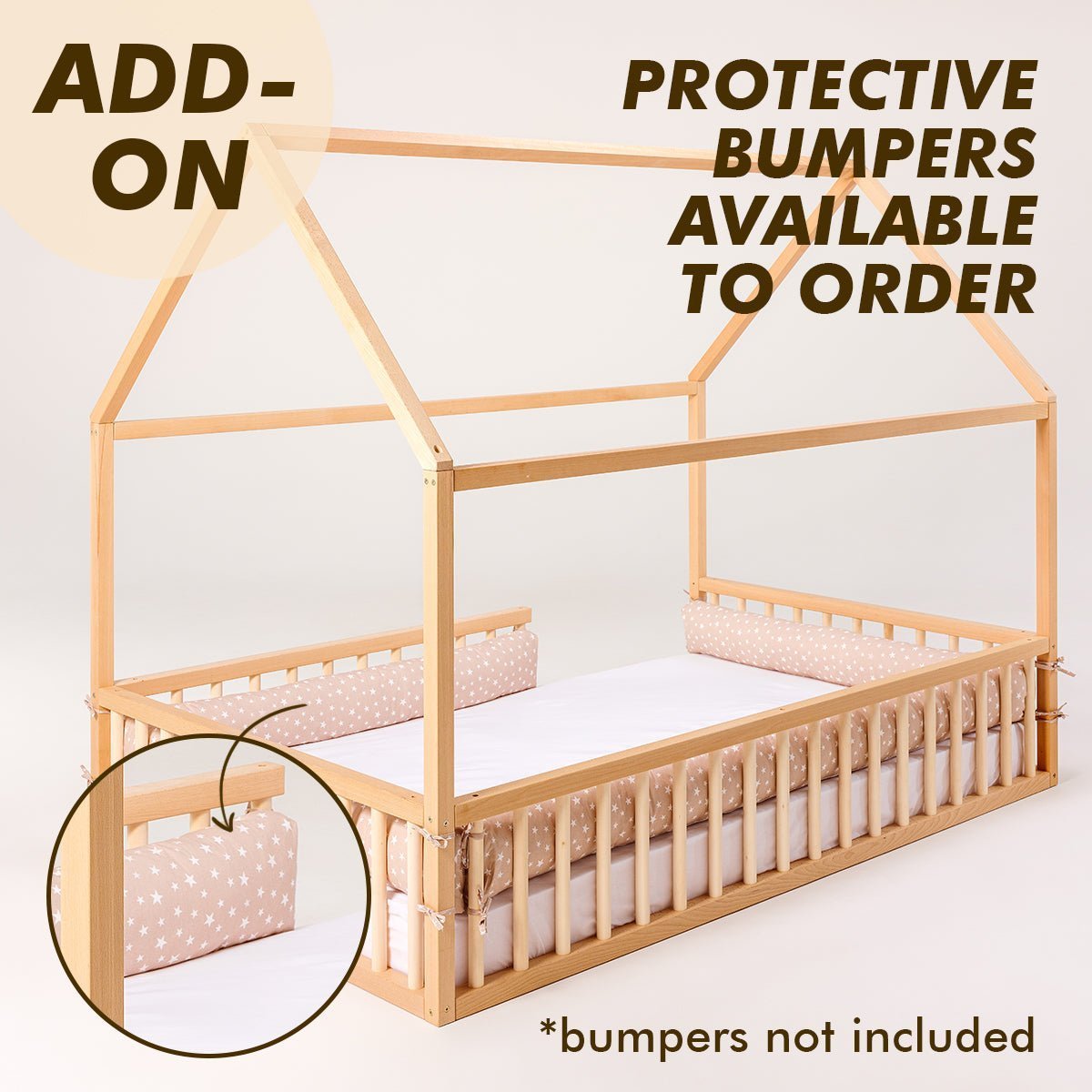Twin Size Montessori House Bed for Kids with Fence Goodevas B2B