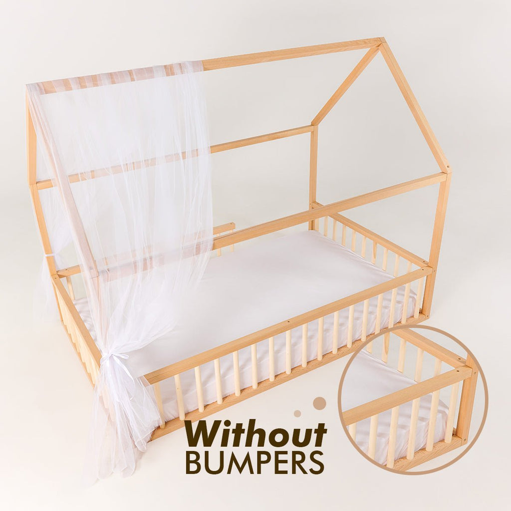 Twin Size Montessori House Bed for Kids with Fence Goodevas B2B